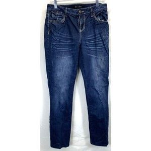 Love Nation Womens Blue Size 8 (31x29) Distressed Med Wash Bold Stitching Jeans